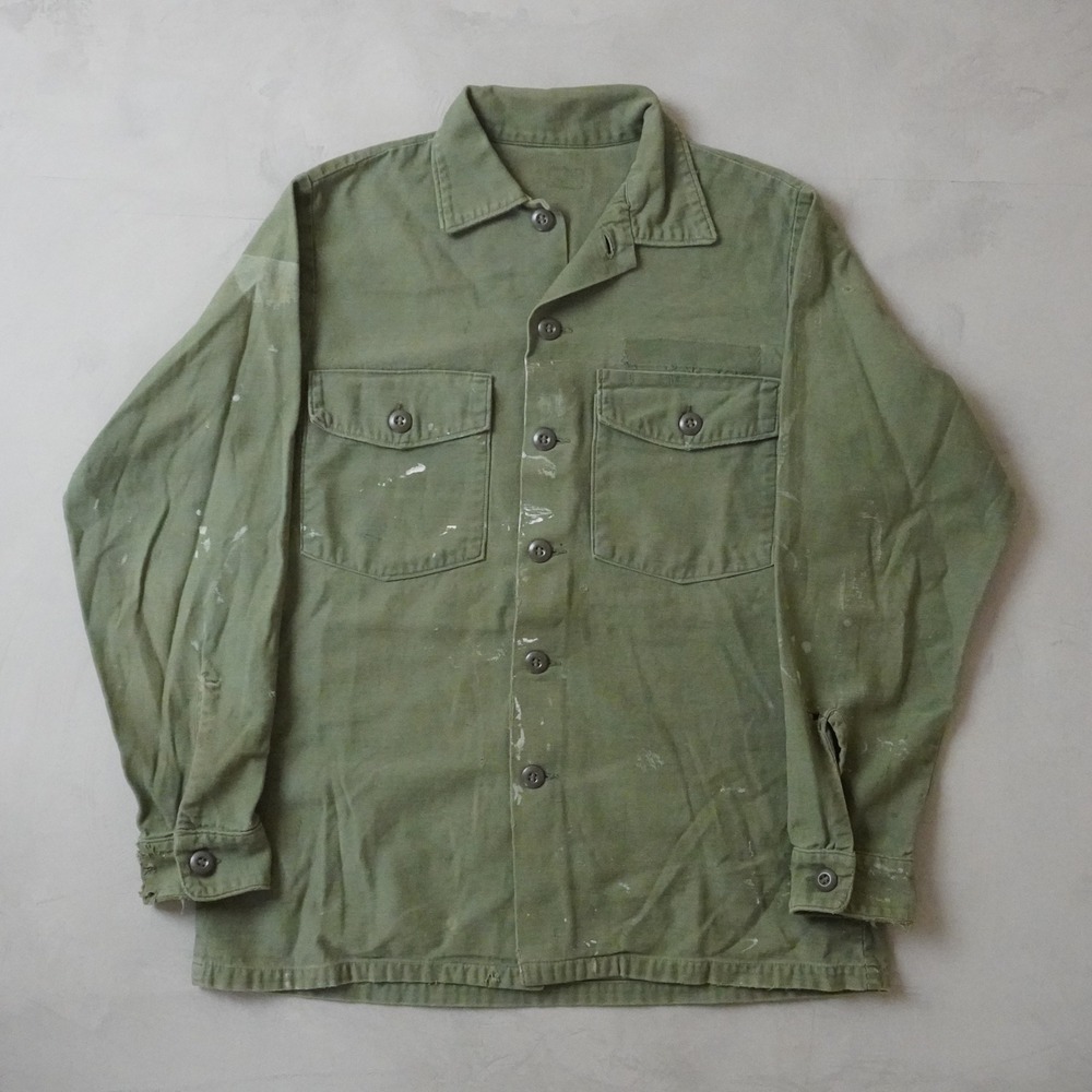 Vintage OG-107 Military Fatigue Shirt Medium Mens 60s 70s Green Army Olive Drab